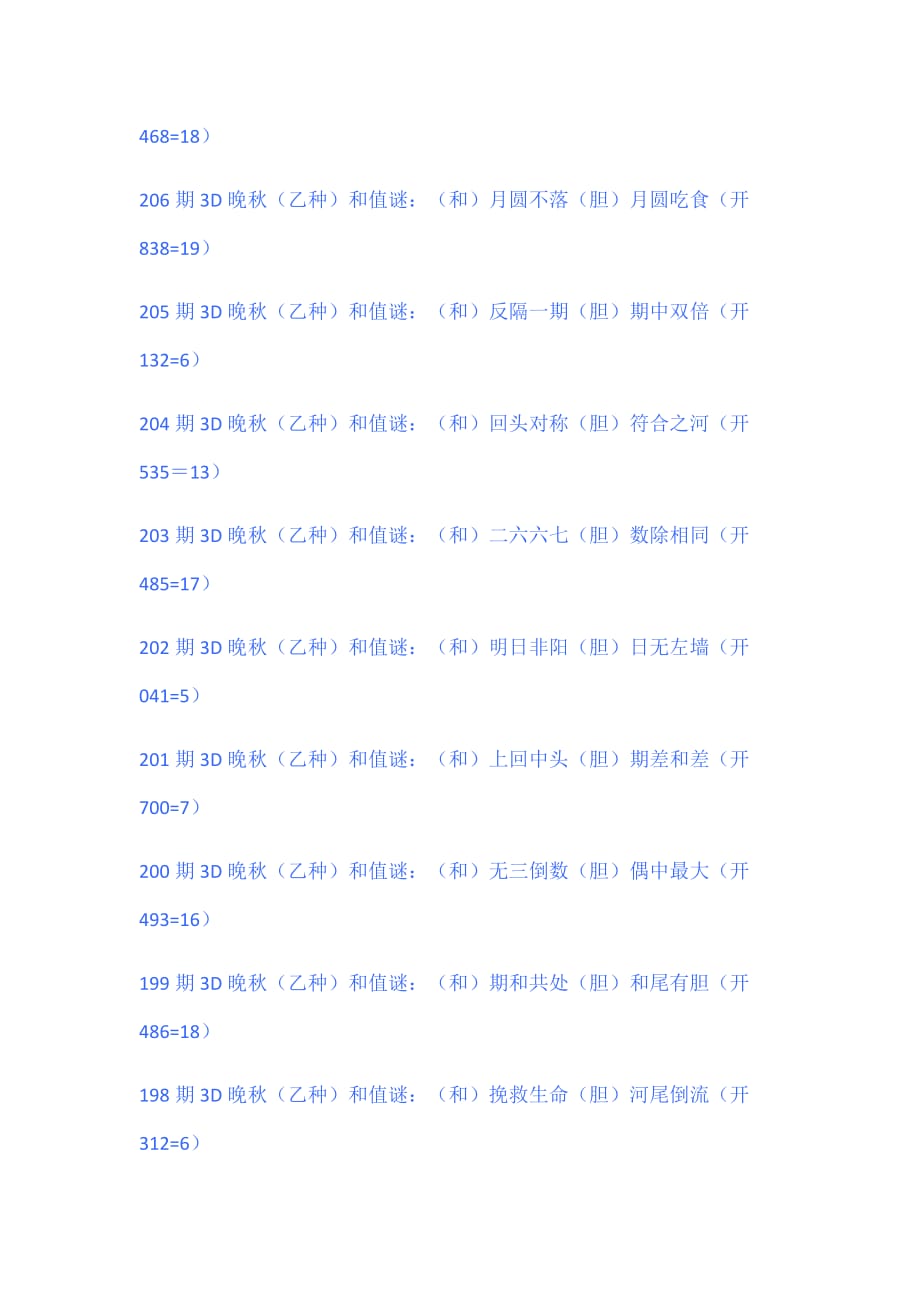 探索最新3D晚秋乙种和值谜与字谜汇总